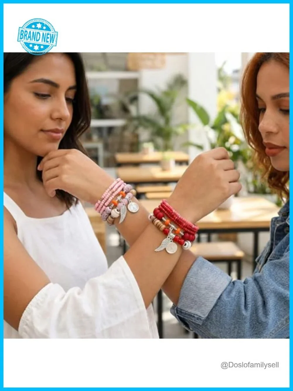 6-Piece Stackable Boho Bracelet Set Hypoallergenic Stretch Beaded